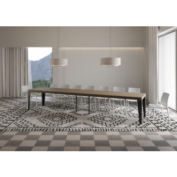 Stůl Flame Premium s antracitovými nohami D.90 - Rozkládací stůl 160/420x90 cm Flame Premium bílý jasan s antracitovými nohami