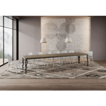 Karamay Premium stůl s antracitovými nohami D.90 - Rozkládací stůl 140/400x90 cm Karamay Premium bílý jasan s antracitovými nohami