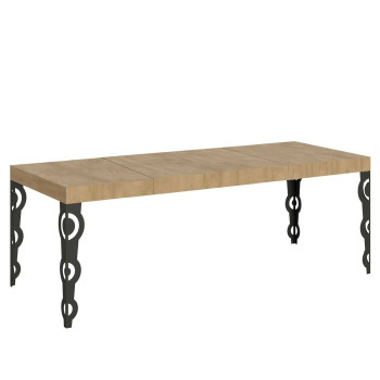 Karamay Premium stůl s antracitovými nohami D.90 - Rozkládací stůl 200/460x90 cm Karamay Premium bílý jasan s antracitovými nohami