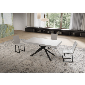 Stůl Niket s antracitovými nohami D.90 - Rozkládací stůl Niket 90x160/420 cm bílý jasan s antracitovými nohami