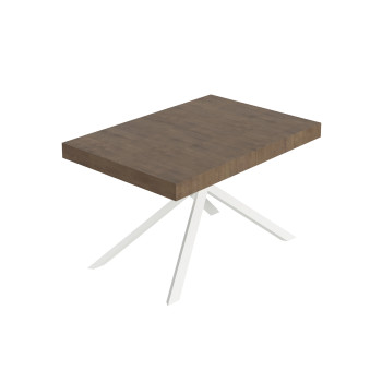 Stůl Niket s bílými nohami D.90 - Rozkládací stůl 90x120/224 cm Niket bílý jasan s bílými nohami