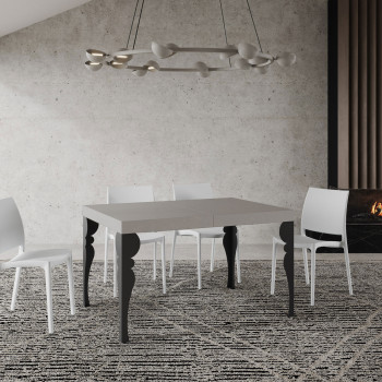 Paxon stůl s antracitovými nohami D.80 - Rozkládací stůl 120/204x80 cm Paxon bílý jasan s antracitovými nohami