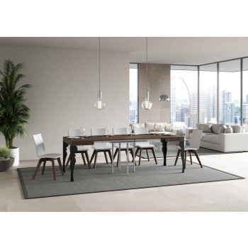 Paxon stůl s antracitovými nohami D.90 - Rozkládací stůl 90/246x90 cm Paxon bílý jasan s antracitovými nohami