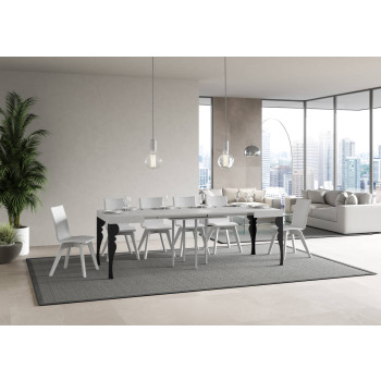 Paxon stůl s antracitovými nohami D.90 - Rozkládací stůl 90/246x90 cm Paxon bílý jasan s antracitovými nohami