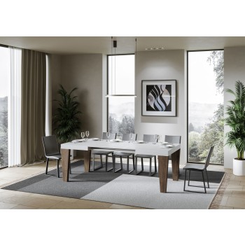 Stůl Spimbo Mix - Rozkládací stůl 90x130/234 cm Spimbo Mix s deskou z bílého jasanu a nohami z ořechového dřeva