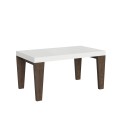 Rozkládací stůl 90x160/420 cm Spimbo Mix s deskou z bílého jasanu a nohami z ořechu