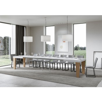 Stůl Spimbo Mix - Rozkládací stůl 90x180/440 cm Spimbo Mix s deskou z bílého jasanu a nohami z ořechového dřeva
