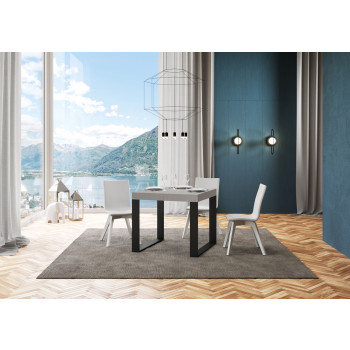 Stůl Tecno P.90 - Rozkládací stůl 90/246x90 cm Tecno bílý jasan s antracitovými nohami