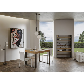 Tecno Premium Stůl D.90 - Rozkládací stůl 120/224x90 cm Tecno Premium bílý jasan s antracitovými nohami