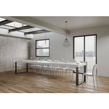 Tecno Premium Stůl D.90 - Rozkládací stůl 130/390x90 cm Tecno Premium bílý jasan s antracitovými nohami