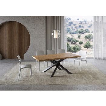 Versalux Stůl z masivního dřeva s antracitovými nohami z kůry - pevný stůl 90x200 cm Versalux Dubová podlaha s antracitovými nohami