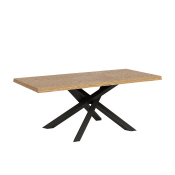 Versalux Stůl z masivního dřeva s antracitovými nohami z kůry - pevný stůl 90x200 cm Versalux Dubová podlaha s antracitovými nohami