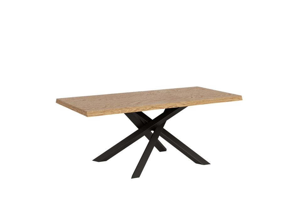 Versalux Stůl z masivního dřeva s antracitovými nohami z kůry - pevný stůl 90x200 cm Versalux Dubová podlaha s antracitovými nohami