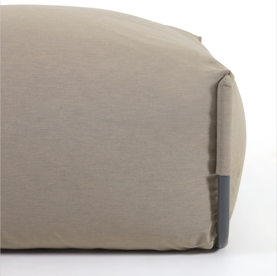 Pouf divano modulare 100% outdoor Square grigio scuro e alluminio nero 101  x 101 cm