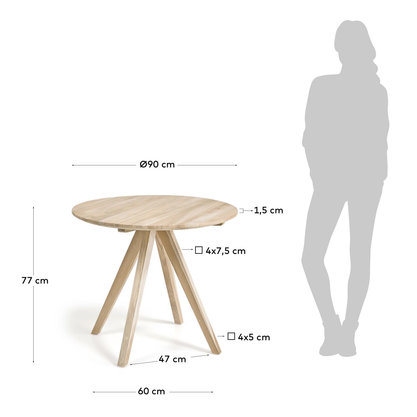 Tavolo rotondo Maial in legno massello di teak Ø 90 cm