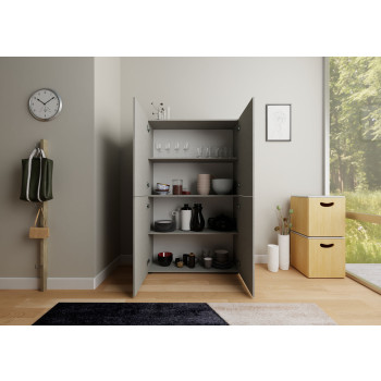  - Credenza alta 4 ante 100x35x165 cm Elios bianco lucido