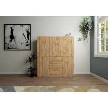  - Credenza alta 5 ante/3 cassetti 150x35x165 cm Elios bianco lucido