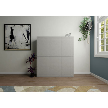  - Credenza alta 5 ante/3 cassetti 150x35x165 cm Elios bianco lucido
