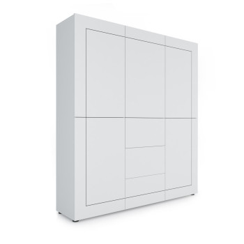  - Credenza alta 5 ante/3 cassetti 150x35x165 cm Elios bianco lucido
