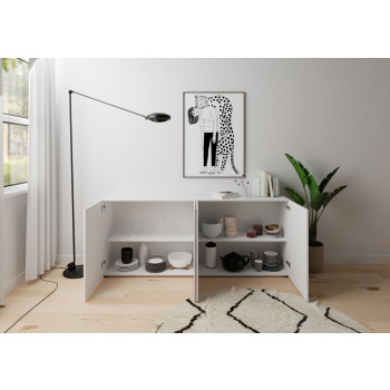  - Madia 4 ante 200x40x83,5 cm Elios bianco lucido