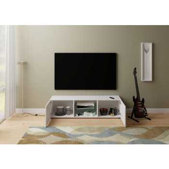  - Porta TV 2 ante con vano a giorno 150x40x40 cm Elios bianco lucido