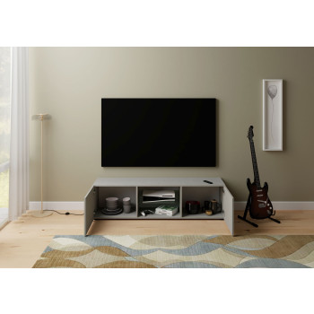  - Porta TV 2 ante con vano a giorno 150x40x40 cm Elios bianco lucido