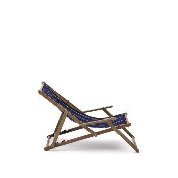 Amaca pieghevole da esterno Vilara a righe blu e beige in legno massiccio di acacia 100% FSC