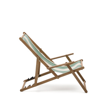 Amaca pieghevole da esterno Vilara a righe verdi e beige in legno massiccio di acacia FSC 100%