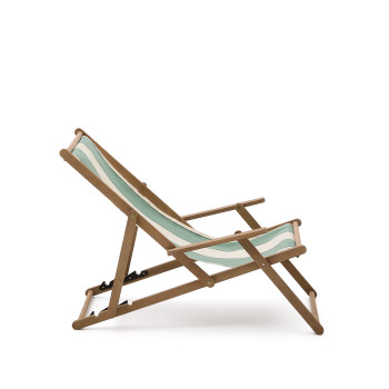 Amaca pieghevole da esterno Vilara a righe verdi e beige in legno massiccio di acacia FSC 100%