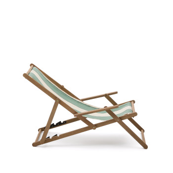 Amaca pieghevole da esterno Vilara a righe verdi e beige in legno massiccio di acacia FSC 100%