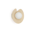 Applique da parete Wilara in impiallacciatura di rovere con 1 sfera in vetro fumé