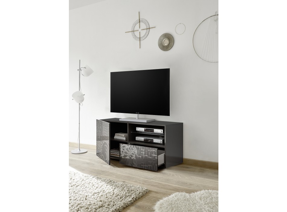 Mobile TV Maja Möbel FANCY – Vetro E Cromo – 100x102x45 Cm – Supporto Orientabile Per TV Fino A 55''