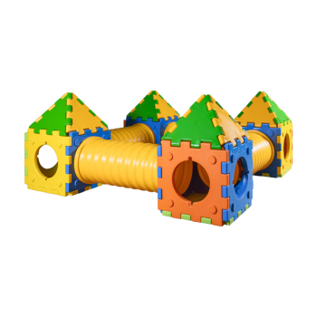 Castello A gioco modulare componibile con 4 casette e 4 tunnel