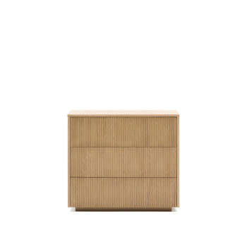 Comodino Helvine 3 cassetti di impiallacciatura in rovere 90 x 78 cm FSC 100%