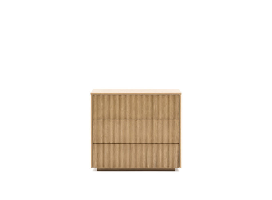 Comodino Helvine 3 cassetti di impiallacciatura in rovere 90 x 78 cm FSC 100%
