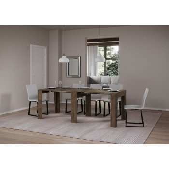 Consolle Anea - Consolle allungabile 90x25/211 cm Anea bianco frassino allunghe interne