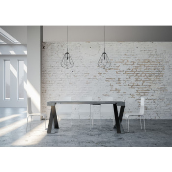 Consolle Diago gambe antracite - Consolle allungabile 90x40/196 cm Diago Small bianco frassino gambe antracite