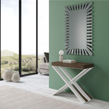 Consolle Diago gambe bianche - Consolle allungabile 90x40/196 cm Diago Small bianco frassino gambe bianche