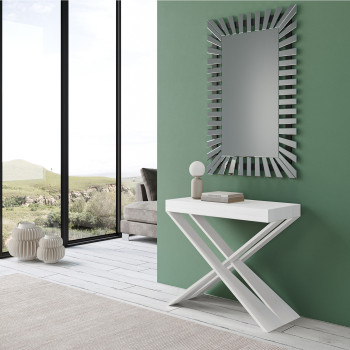 Consolle Diago gambe bianche - Consolle allungabile 90x40/196 cm Diago Small bianco frassino gambe bianche