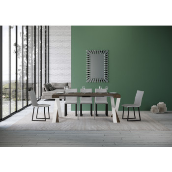 Consolle Diago gambe bianche - Consolle allungabile 90x40/196 cm Diago Small bianco frassino gambe bianche