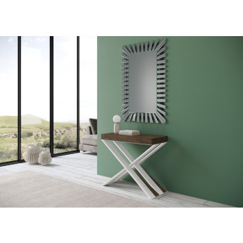 Consolle Diago gambe bianche - Consolle allungabile 90x40/300 cm Diago bianco frassino gambe bianche