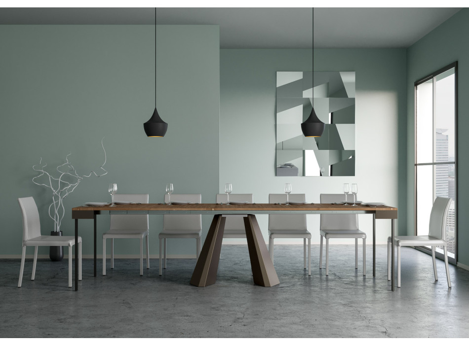 Consolle Diamante Evolution gambe e telaio Orso - Consolle allungabile 90x40/290 cm Diamante Evolution abete tinto telaio e gambe orso