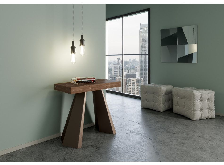 Consolle Diamante gambe Orso - Consolle allungabile 90x40/190 cm Diamante Small abete tinto telaio orso