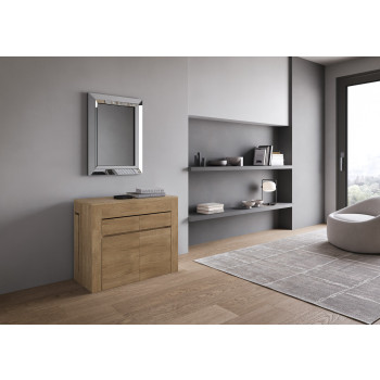 Consolle Evolve con Panca inferiore e superiore - Consolle allungabile 90x42/302 cm Evolve bianco frassino allunghe interne con panca inferiore e superiore