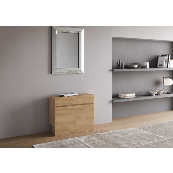 Consolle Evolve con Panca inferiore e superiore - Consolle allungabile 90x42/302 cm Evolve bianco frassino allunghe interne con panca inferiore e superiore