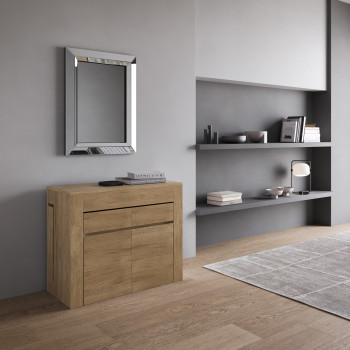 Consolle Evolve con Panca inferiore e superiore - Consolle allungabile 90x42/302 cm Evolve bianco frassino allunghe interne con panca inferiore e superiore