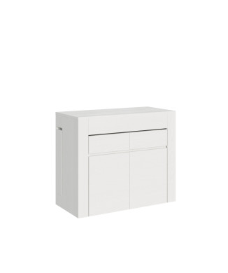 Consolle Evolve con Panca inferiore e superiore - Consolle allungabile 90x42/302 cm Evolve bianco frassino allunghe interne con panca inferiore e superiore