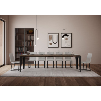 Consolle Flame Evolution gambe e telaio antracite - Consolle allungabile 90x40/300 cm Flame Evolution bianco frassino telaio e gambe antracite