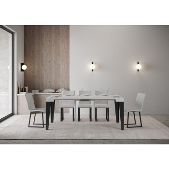 Consolle Flame gambe antracite - Consolle allungabile 90x40/196 cm Flame Small bianco frassino gambe antracite