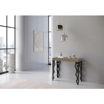 Consolle Karamay gambe antracite - Consolle allungabile 90x40/196 cm Karamay Small bianco frassino gambe antracite